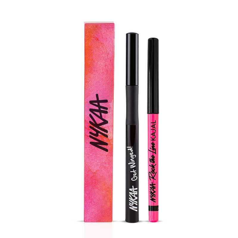 NYKAA Get Winged Sketch Eyeliner + Rock The Line Kajal Eyeliner Duo Make up Kit